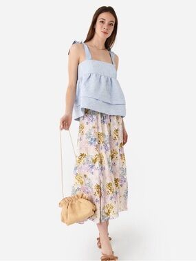 NWT Hunter Bell Pruett Tie Strap Top in Sky Blue Jacquard, Size 2
